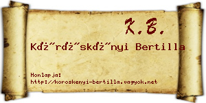 Köröskényi Bertilla névjegykártya